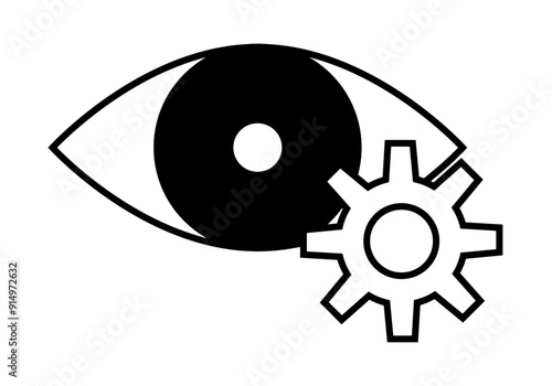 Icono negro de ojo con engranaje representando pensamiento emprendedor y creador