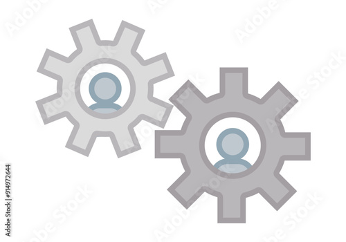 Engranaje con usuario representando en desarrollo y trabajo en equipo
