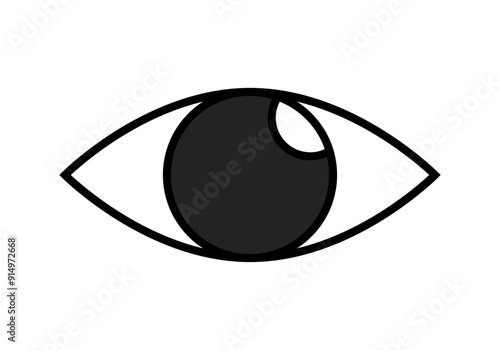 Icono negro de ojo humano en fondo blanco