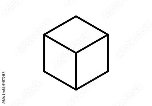 Icono negro de un cubo en fondo blanco