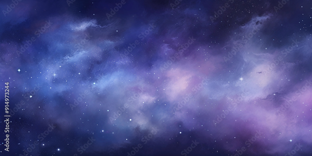 Fototapeta premium Watercolor universe Sky stars deep space Violet blue