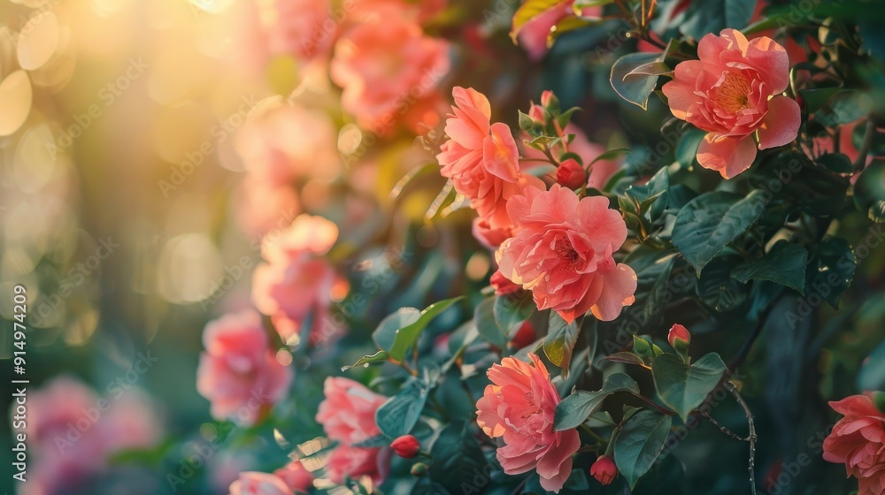 Closeup of Pink Flowers Blooming in Sunlight Closeup of Pink Flowers Blooming in Sunlight