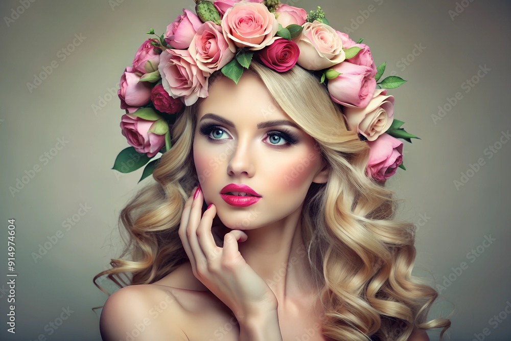 portrait of a woman with flowers portrait of a woman with flowers