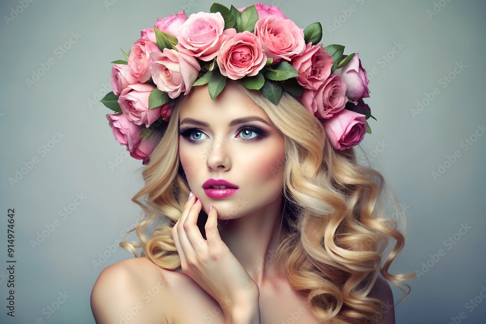 portrait of a woman with flowers portrait of a woman with flowers