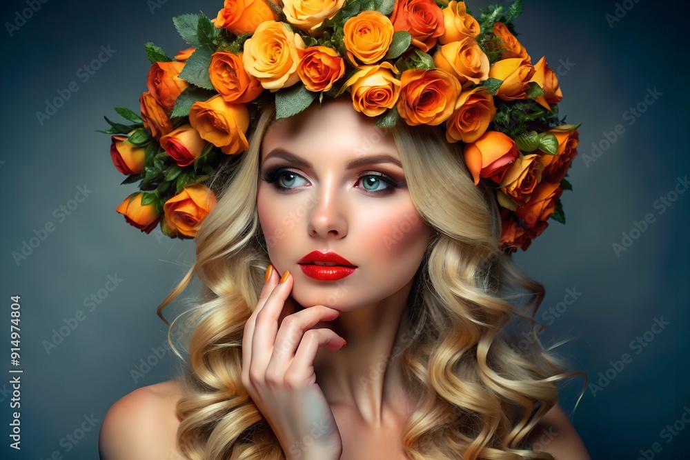 portrait of a woman with flowers portrait of a woman with flowers