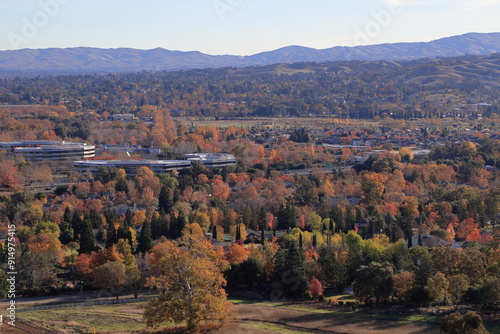 Photography Fall foliage along the city streets of Pleasanton, California