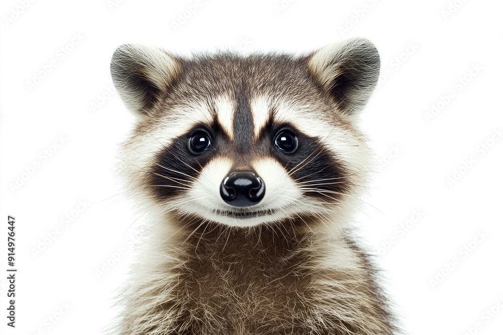 Portrait of a cute funny raccoon, closeup, isolated on a white background , ai Portrait of a cute funny raccoon, closeup, isolated on a white background , ai