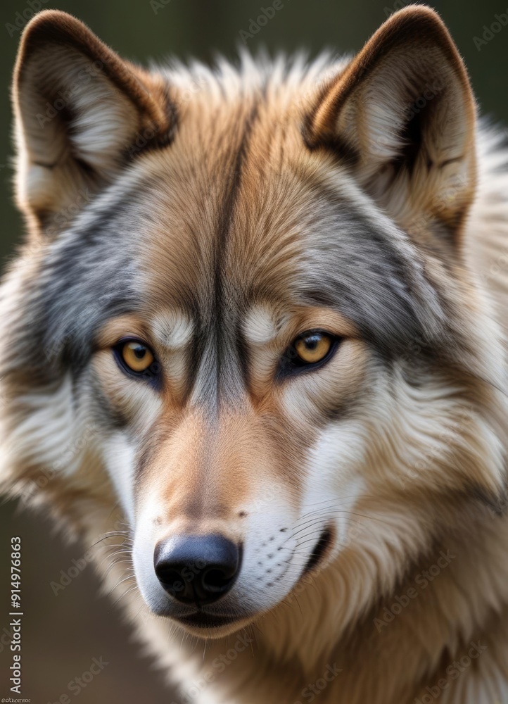 Fototapeta premium Grey Wolf (Canis lupus) Portrait, ai
