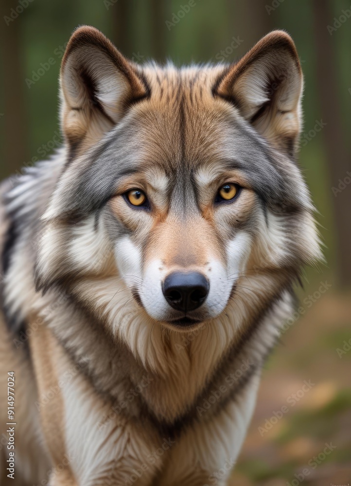 Fototapeta premium Grey Wolf (Canis lupus) Portrait, ai