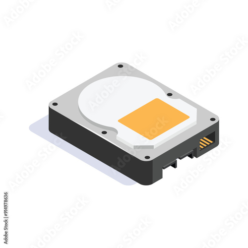 Isometric icon of a hard disk drive for data storage and computing
