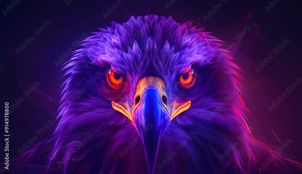 Eagle with colorful neon retro wave background. synthwave hawk. Illustrations design Eagle with colorful neon retro wave background. synthwave hawk. Illustrations design