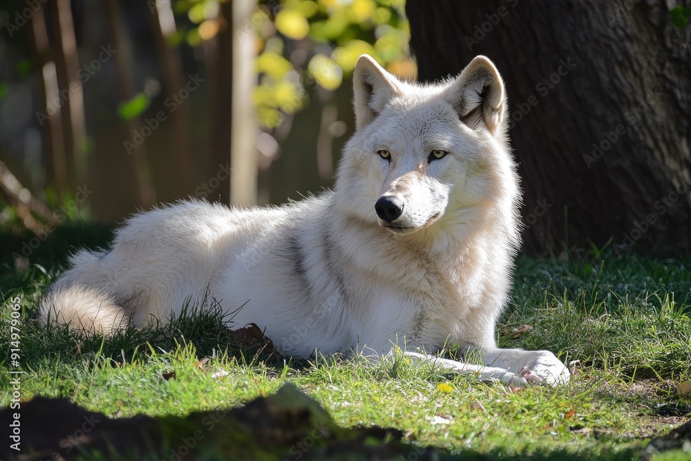 Obraz premium A grey wolf Canis lupus , ai