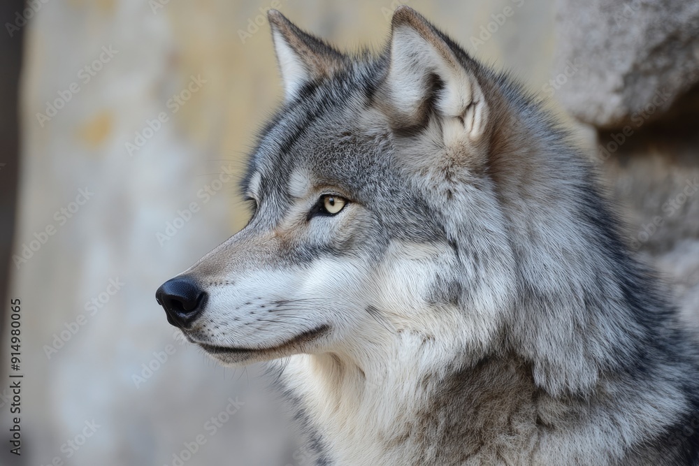 A grey wolf Canis lupus, ai A grey wolf Canis lupus, ai