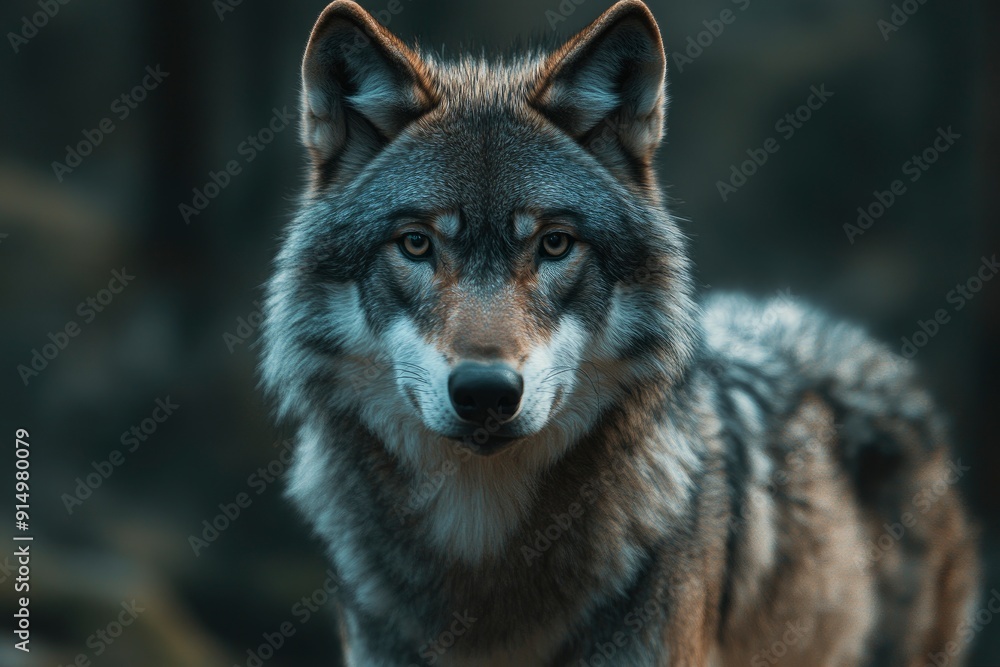 A grey wolf Canis lupus, ai A grey wolf Canis lupus, ai
