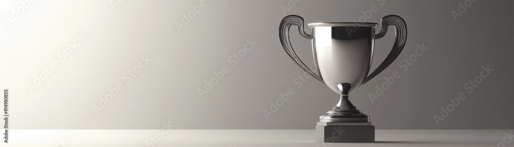 Modern Minimalist Trophy Design on Neutral Gray Background Modern Minimalist Trophy Design on Neutral Gray Background