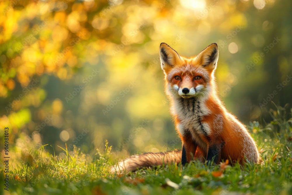 Red Fox hunting, Vulpes vulpes, wildlife scene from Europe. Orange fur coat animal in the nature habitat. Fox on the green forest meadow, ai Red Fox hunting, Vulpes vulpes, wildlife scene from Europe. Orange fur coat animal in the nature habitat. Fox on the green forest meadow, ai