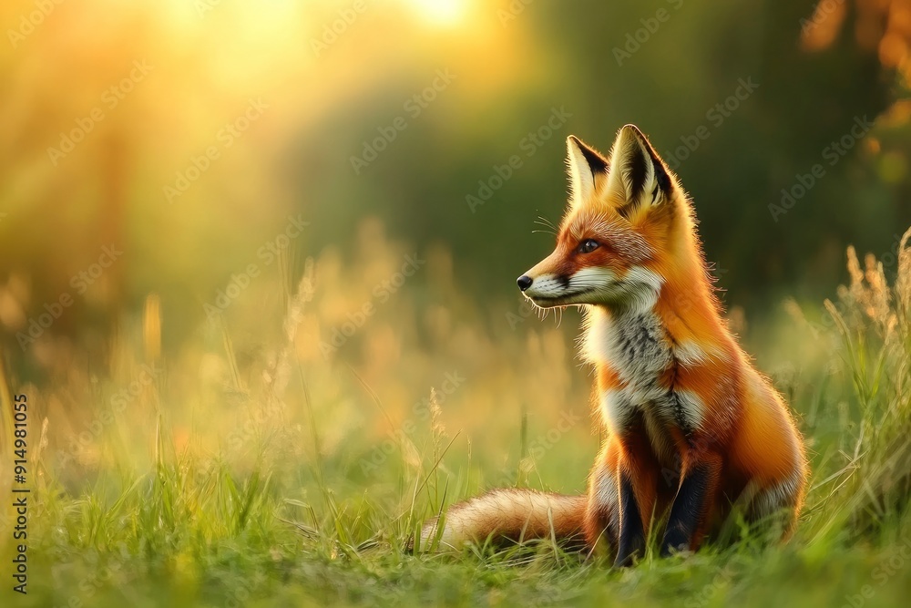 Red Fox hunting, Vulpes vulpes, wildlife scene from Europe. Orange fur coat animal in the nature habitat. Fox on the green forest meadow, ai Red Fox hunting, Vulpes vulpes, wildlife scene from Europe. Orange fur coat animal in the nature habitat. Fox on the green forest meadow, ai