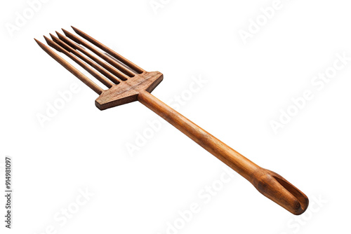 Eloquent Display of a Rustic Wooden Farming Tool Against a White Background on Transparent PNG Background.