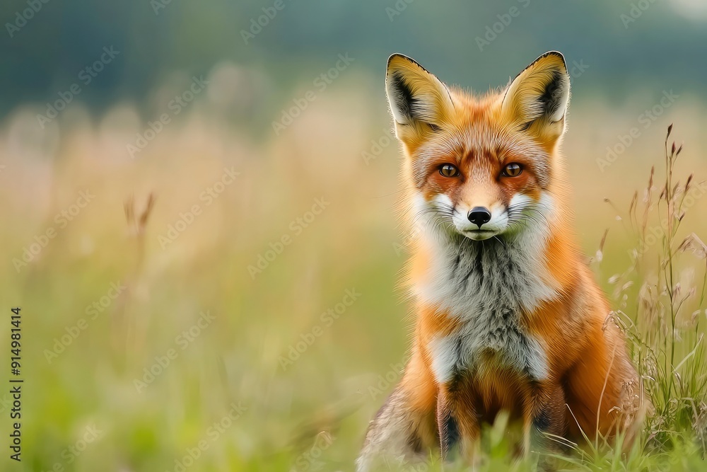 Red Fox hunting, Vulpes vulpes, wildlife scene from Europe. Orange fur coat animal in the nature habitat. Fox on the green forest meadow, ai Red Fox hunting, Vulpes vulpes, wildlife scene from Europe. Orange fur coat animal in the nature habitat. Fox on the green forest meadow, ai