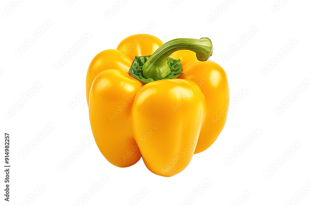 Vibrant Yellow Bell Pepper Radiating Freshness Under Natural Light on a Clean Surface on Transparent PNG Background. Vibrant Yellow Bell Pepper Radiating Freshness Under Natural Light on a Clean Surface on Transparent PNG Background.