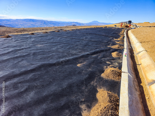 Installation process of geosynthetics in industry and mining photo