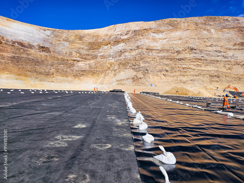 Installation process of geosynthetics in industry and mining photo