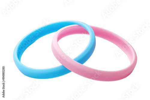 Colorful Silicone Wristbands Intertwined on a Bright White Background Reflecting Friendship and Unity Celebrating Special Moments on Transparent PNG Background.
