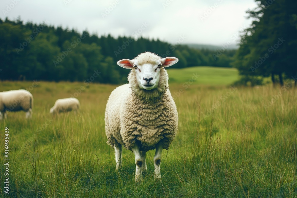 Sheep on pasture background, ai Sheep on pasture background, ai