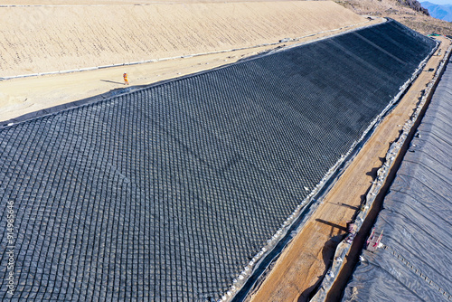 Installation process of geosynthetics in industry and mining photo