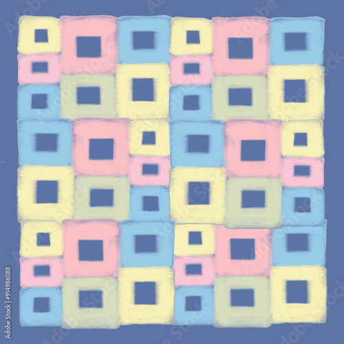 Dark Blue Base with Vibrant Colorful Squares