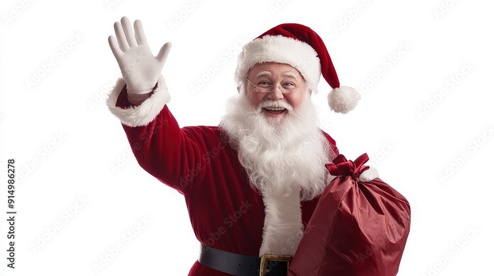 Santa Claus Waving with a Red Bag of Gifts Santa Claus Waving with a Red Bag of Gifts
