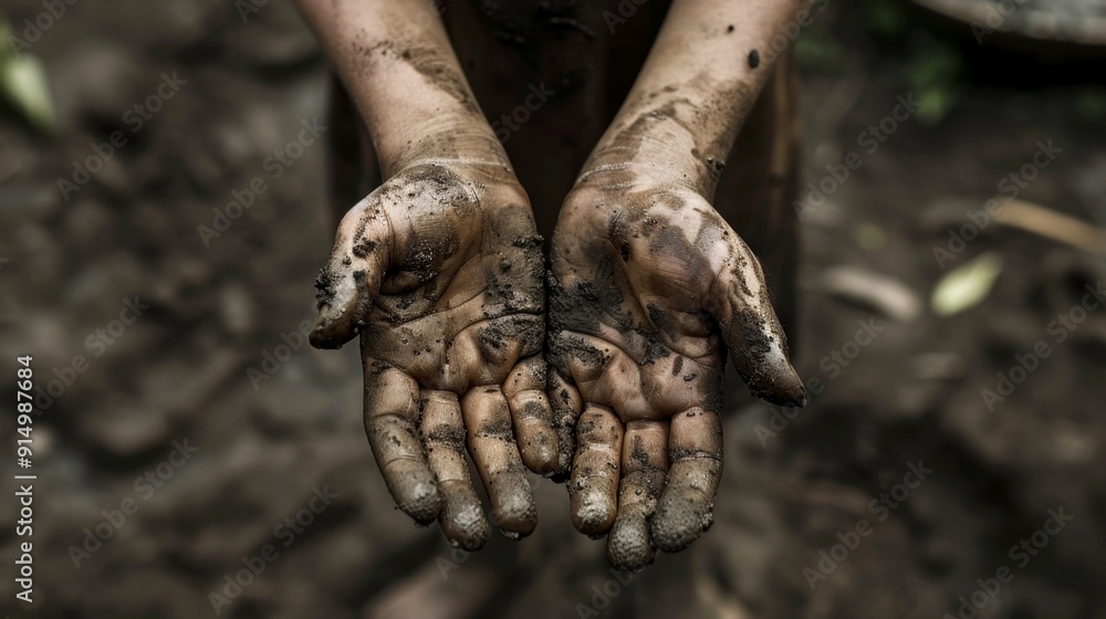 Soil-Covered Hands Showing Hard Work and Connection to Earth Soil-Covered Hands Showing Hard Work and Connection to Earth