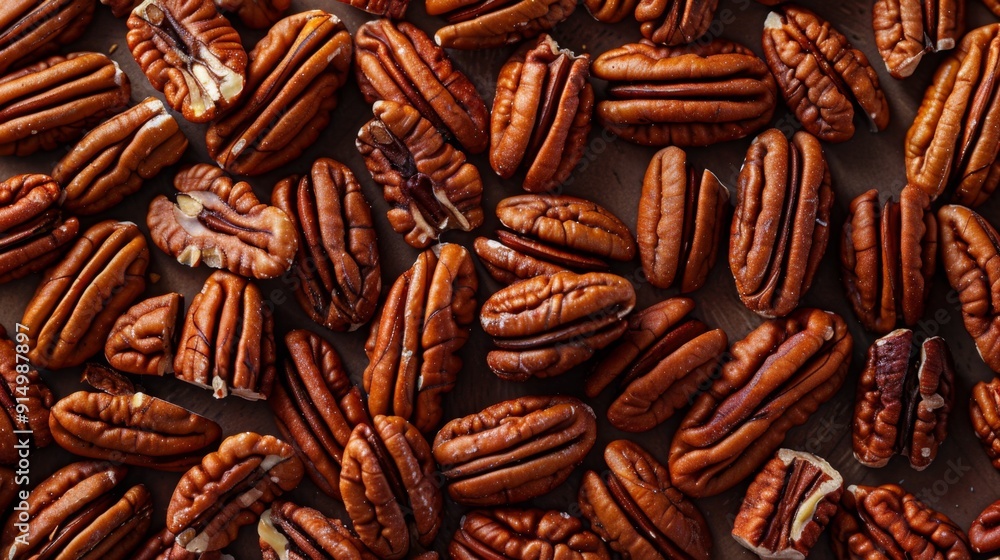 Close-Up of Pecan Nuts on Wooden Surface - Nutritious Snack Background Close-Up of Pecan Nuts on Wooden Surface - Nutritious Snack Background