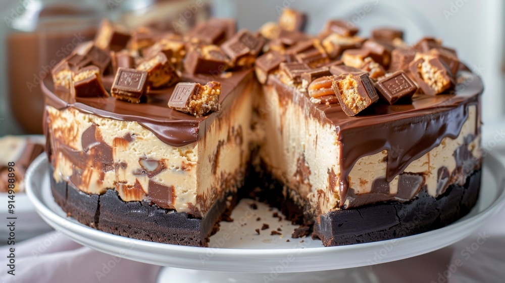 Decadent Chocolate Drizzled Cheesecake with Toppings Decadent Chocolate Drizzled Cheesecake with Toppings