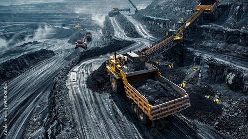 Open Pit Mining Operations with Heavy Machinery and Haul Trucks