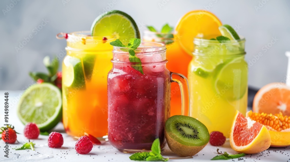 Refreshing Fruit Beverages with Citrus and Berries Refreshing Fruit Beverages with Citrus and Berries