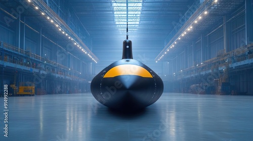 Autonomous cargo submarine production shipyard. photo