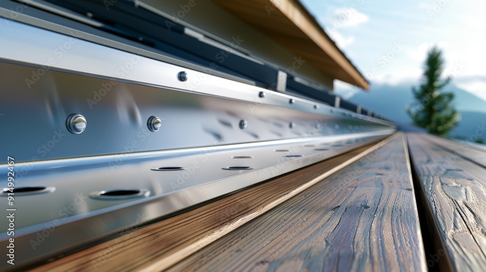 Modern Rain Gutter System on Residential Building Modern Rain Gutter System on Residential Building