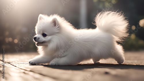 white puppy happy so cute