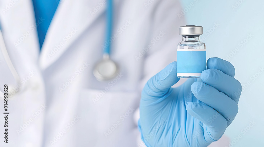 Graphic showing a doctor holding a vaccine with Graphic showing a doctor holding a vaccine with