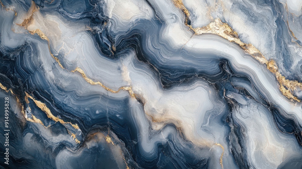 Abstract Blue and Gold Swirled Marble Texture Abstract Blue and Gold Swirled Marble Texture