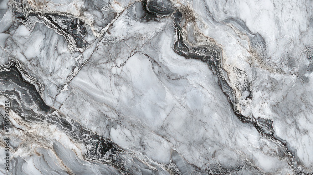 Fototapeta premium Gray and White Marble with Intricate Veining
