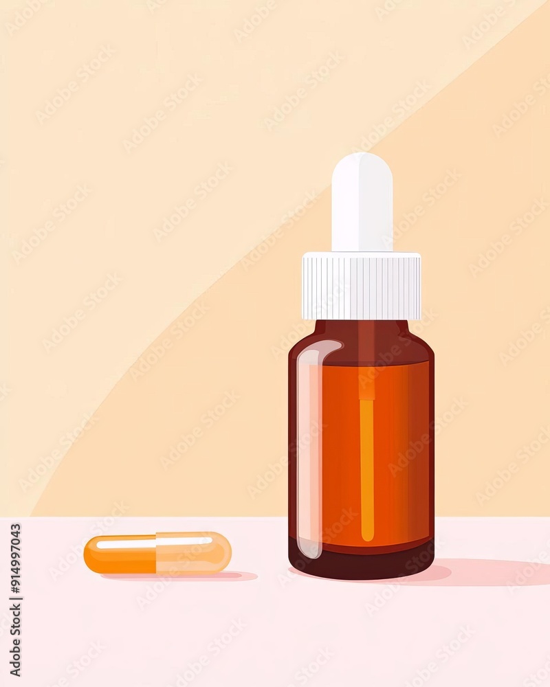 Anti-aging capsule, skin care routine, flat design illustration Anti-aging capsule, skin care routine, flat design illustration
