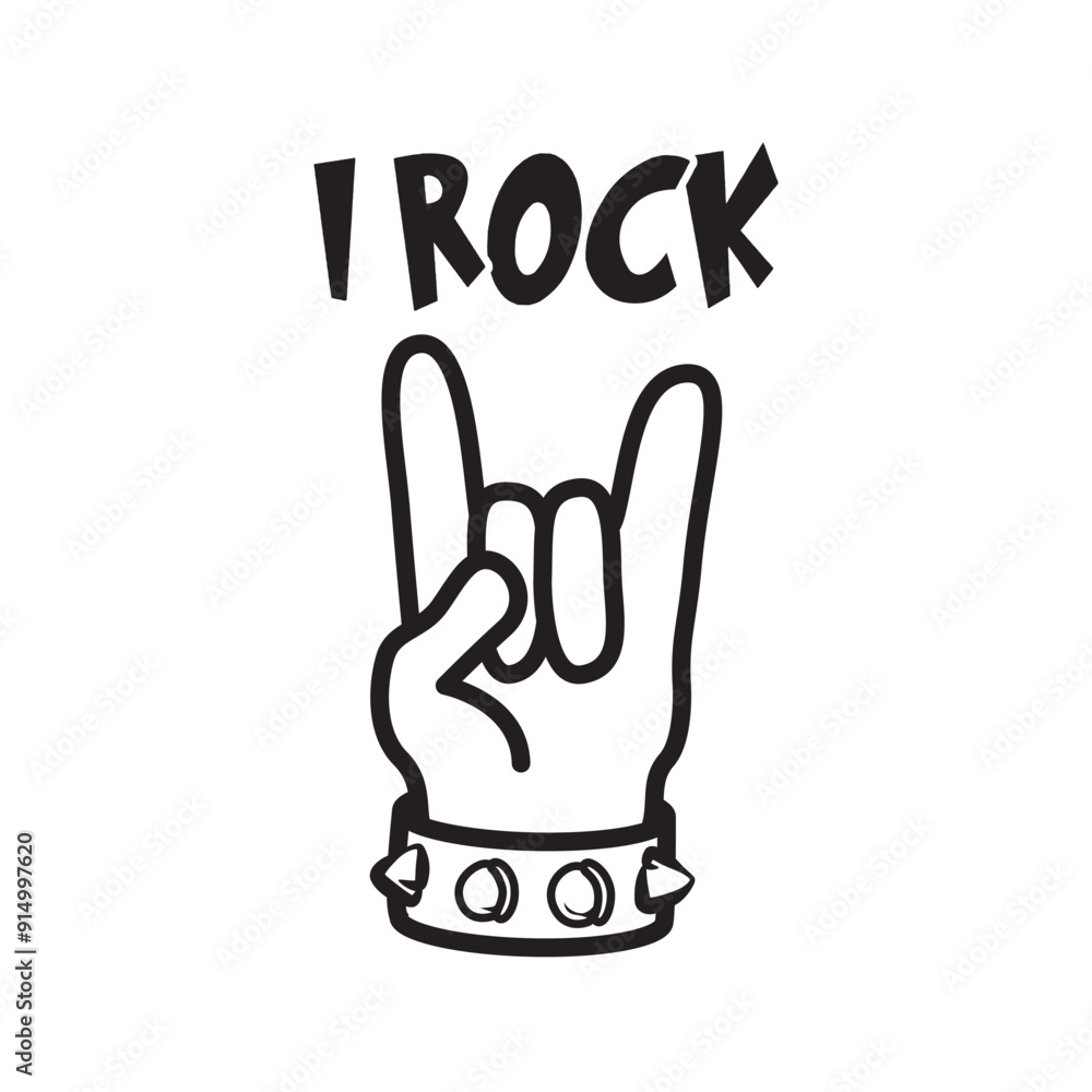 Silhouette of a rock hand gesture with a quote I rock. Vector illustration for tshirt, website, print, clip art, poster and print on demand merchandise. Silhouette of a rock hand gesture with a quote I rock. Vector illustration for tshirt, website, print, clip art, poster and print on demand merchandise.