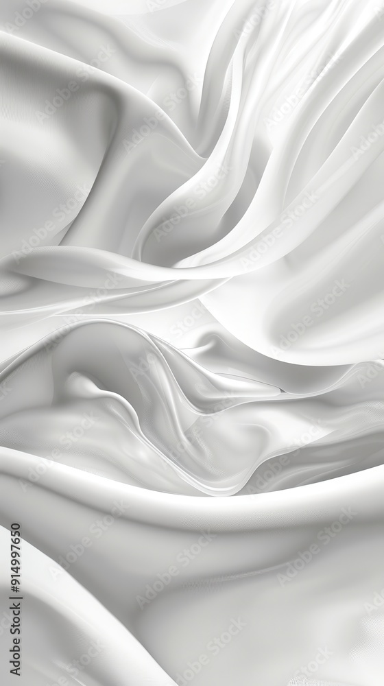 Naklejka premium Delicate, white fabric cascades gracefully across a surface, illuminated by soft, natural light