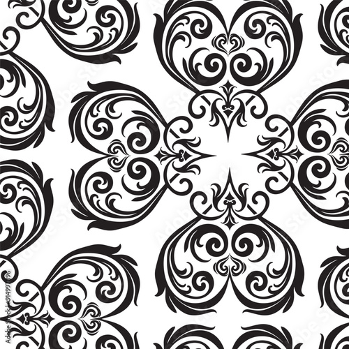 beautiful mandala style love flower heart box pattern design on black and white background tattoo seamless pattern background high quality uniform for prints