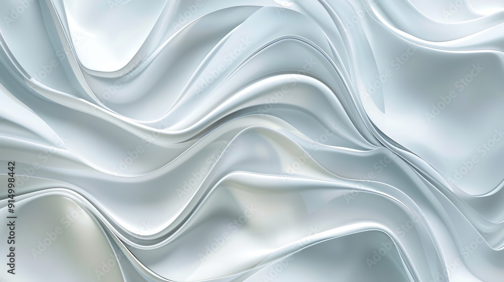 Obraz premium Smooth, white silk fabric cascades gracefully, showcasing its delicate texture and sheen