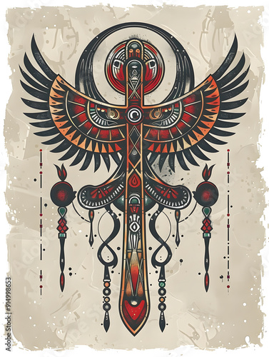 Ankh Ancient Egyptian traditional tattoo illustration