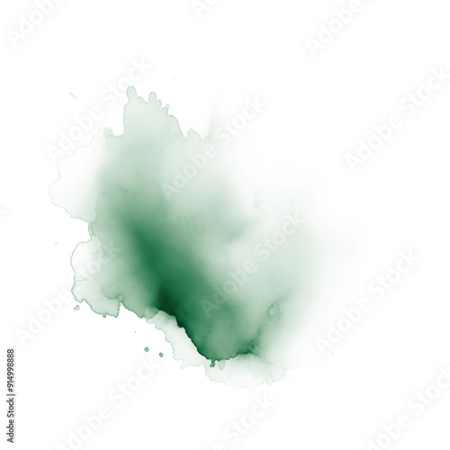 Emerald watercolor splash on transparent background