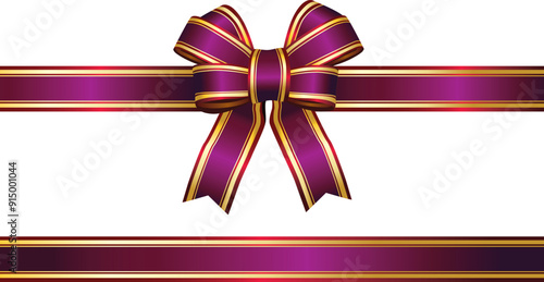 Purple Christmas bow with gold trim